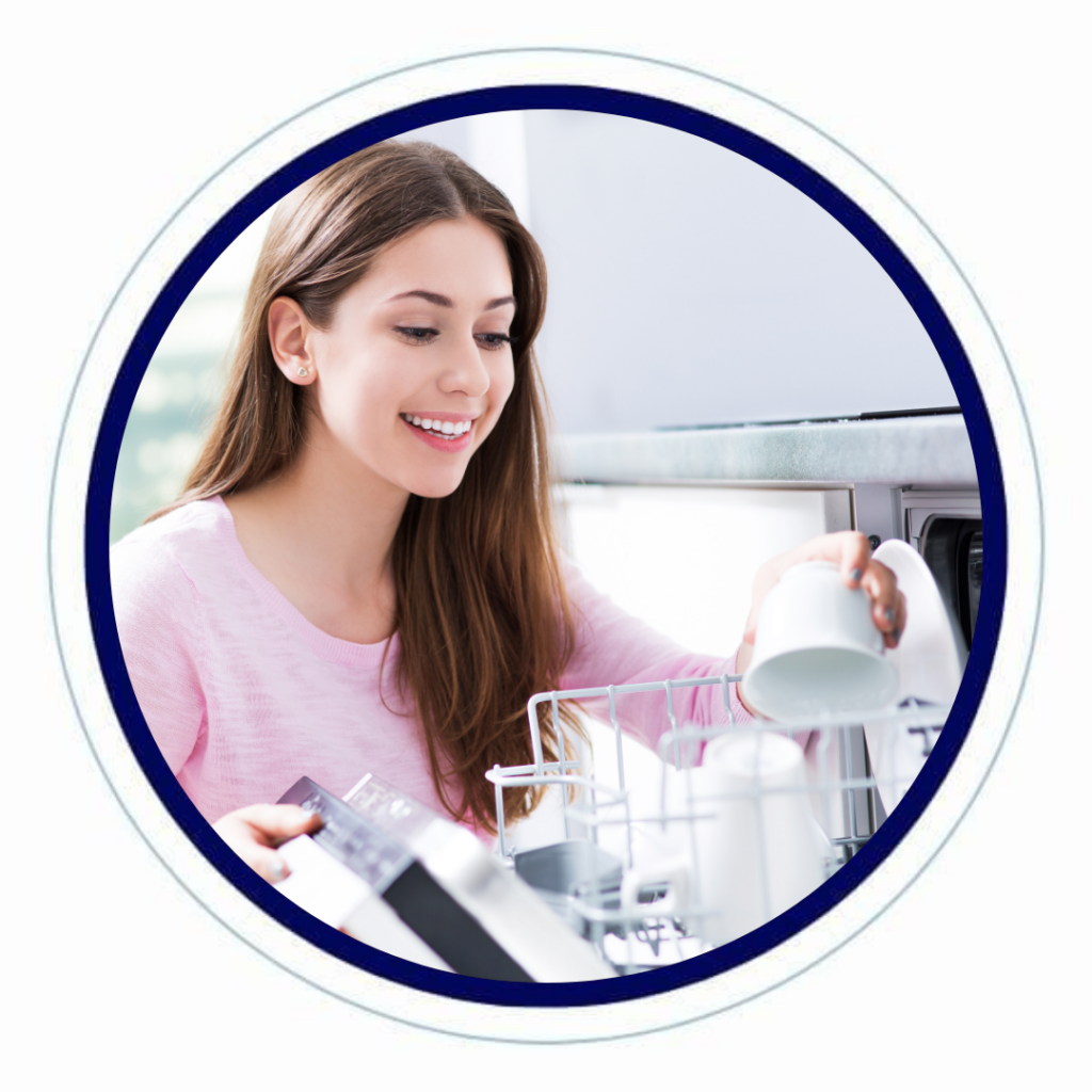 A women with a dishwasher